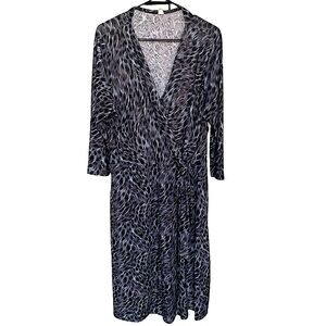 H&h Cool Tones Animal Print Faux Wrap Dress Sz 16/18